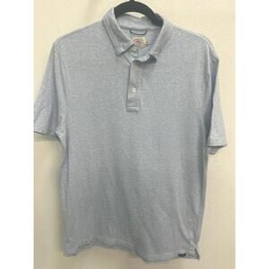 Faherty Pima Cotton Men’s Heathered Light Blue Polo Size Medium Short Sleeve
